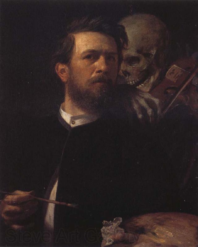Arnold Bucklin Self-Portrait iwh Death Playing the Violin Spain oil painting art